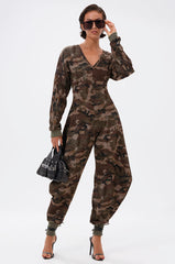 COMFY COZY SWEATSHIRT JUMPSUIT IN CAMO