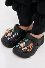 AZALEA WANG EVERETT BLACK MULTI STONE GOLD CHAIN FLAT