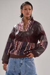 CRAZY IN LOVE FAUX LEATHER SWEATSHIRT