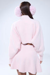 CUDDLE UP FUZZY CROPPED SWEATER IN PINK