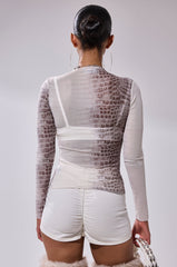 ELBA PYTHON LONG SLEEVE MESH TOP