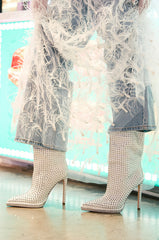 AZALEA WANG JUBAL WHITE EMBELLISHED BOOTIE