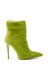 AZALEA WANG MARIELLA GREEN HAIRY STILETTO BOOTIE