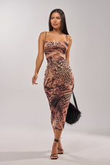 CLAWS OUT LEOPARD MIDI SLIP DRESS