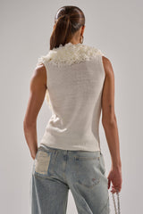 CARLY FRINGE OPEN FRONT SWEATER IN IVORY