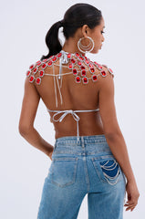 BEJEWELED RUBY SLEEVELESS TOP