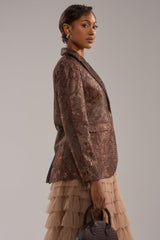 CELESTE EMBELLISHED BROCADE BLAZER