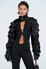 CORA SATIN BOLERO IN BLACK