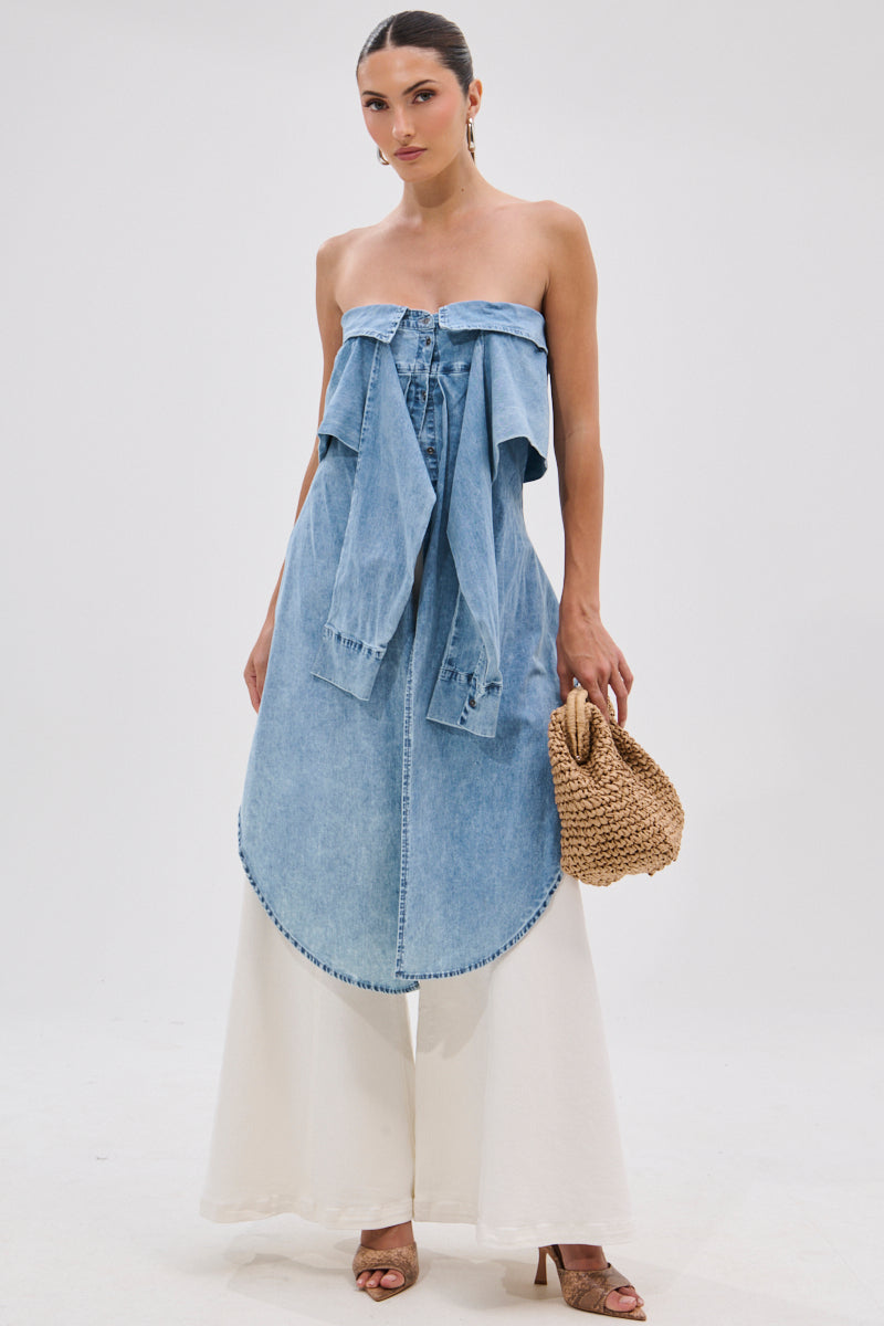 CRAZY FOR YOU DENIM BLOUSE