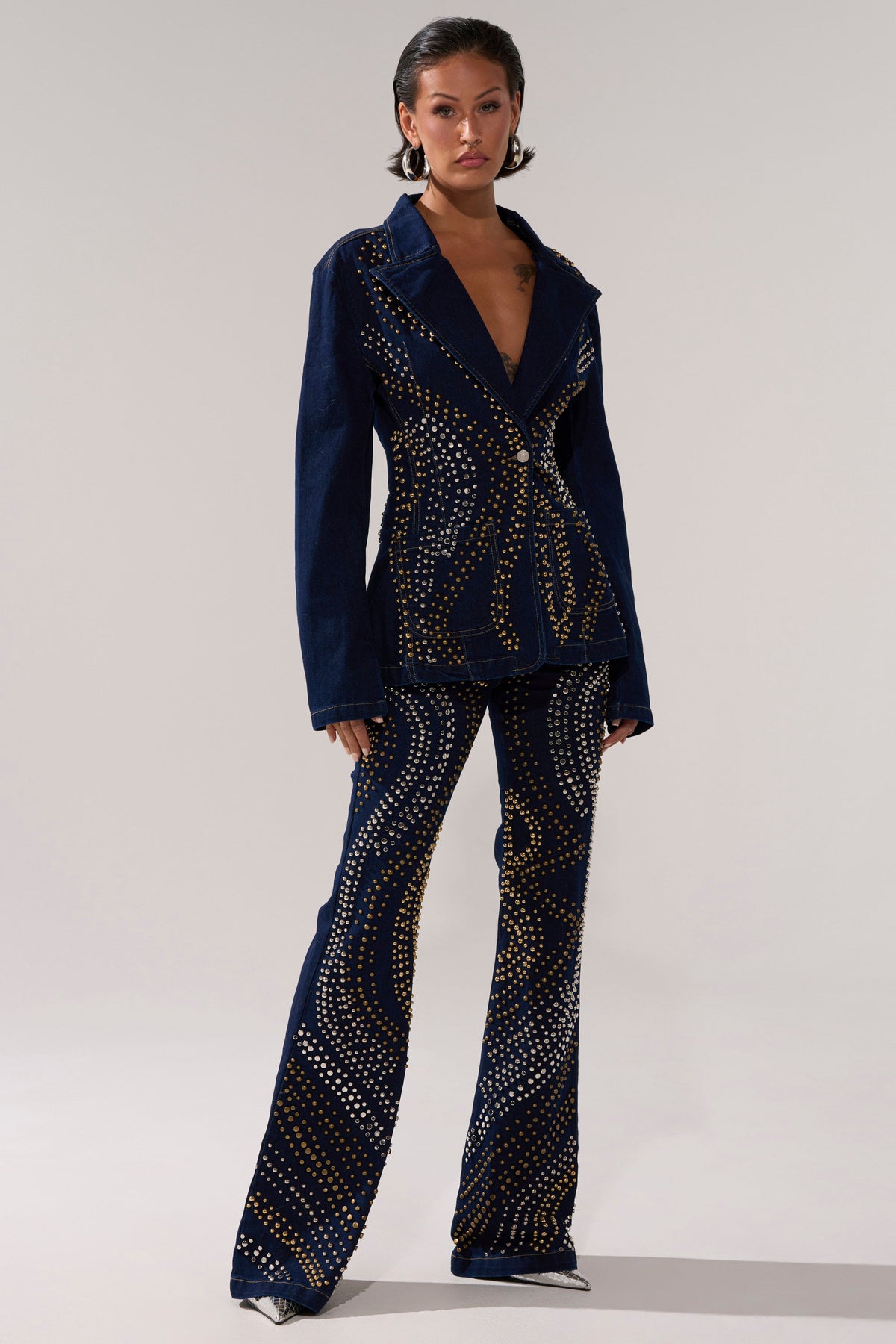CHEYENNE STUDDED FLARE DENIM