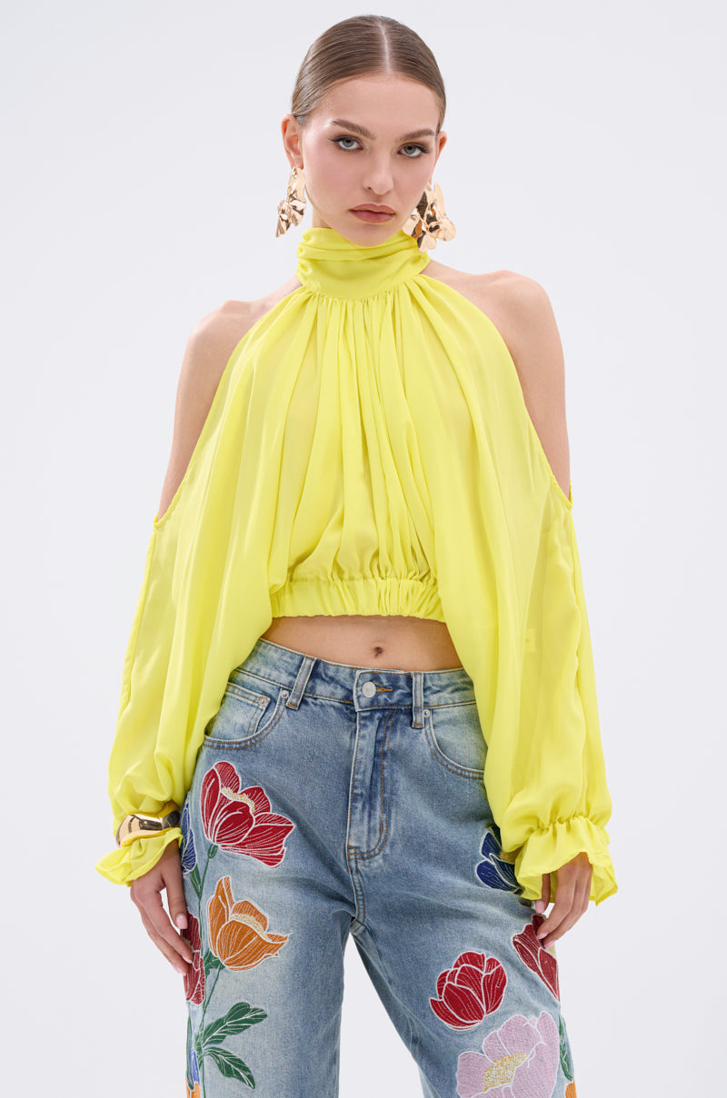 BRIGHTEST CITY TURTLENECK BLOUSE IN YELLOW