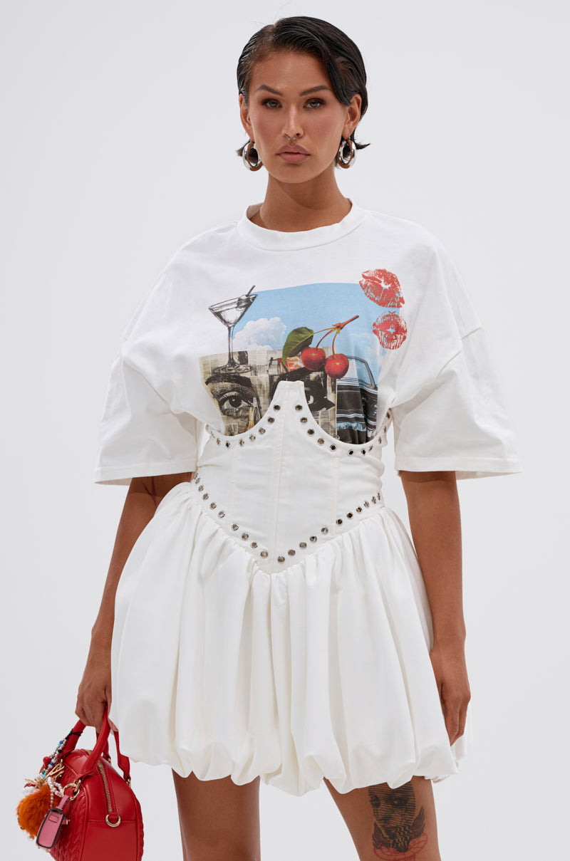 COOL GIRL LOADING MINI DRESS WITH GRAPHIC TEE ATTACHED