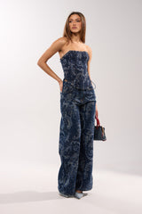 ELEVATED WIDE LEG DENIM WITH RHINESTONES
