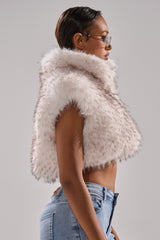 COCO CROPPED FUR VEST IN WHITE MULTI