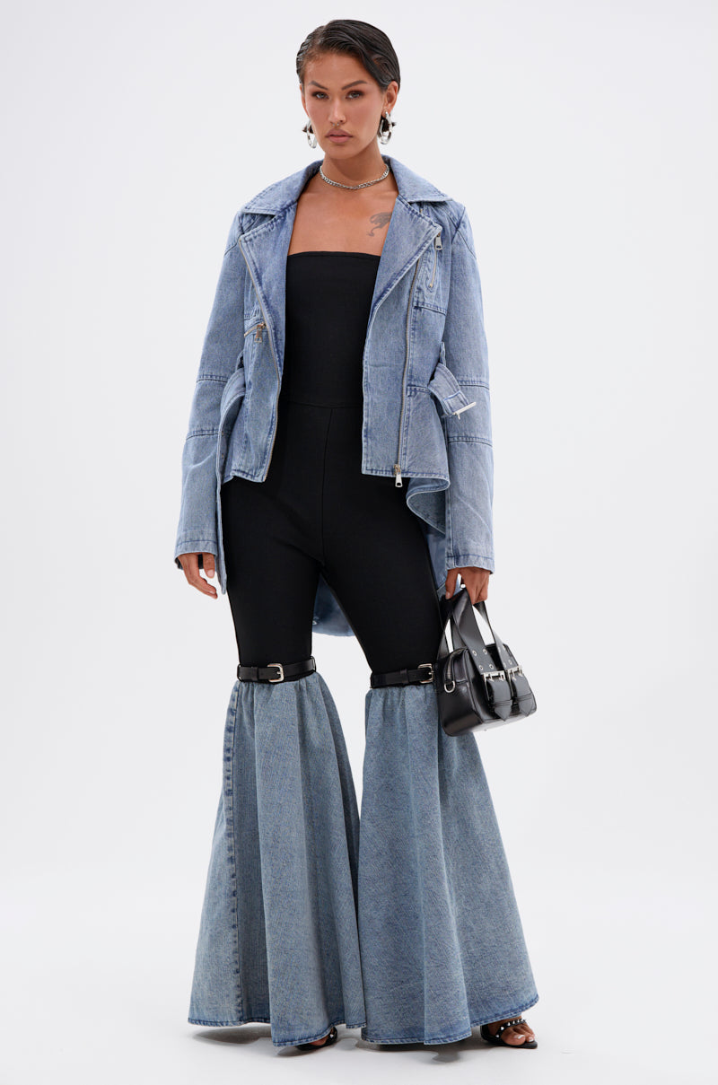 COOL GIRL DENIM BANDAGE JUMPSUIT