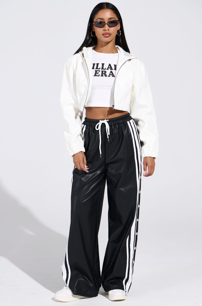 BELLERS PU TRACK PANT IN BLACK