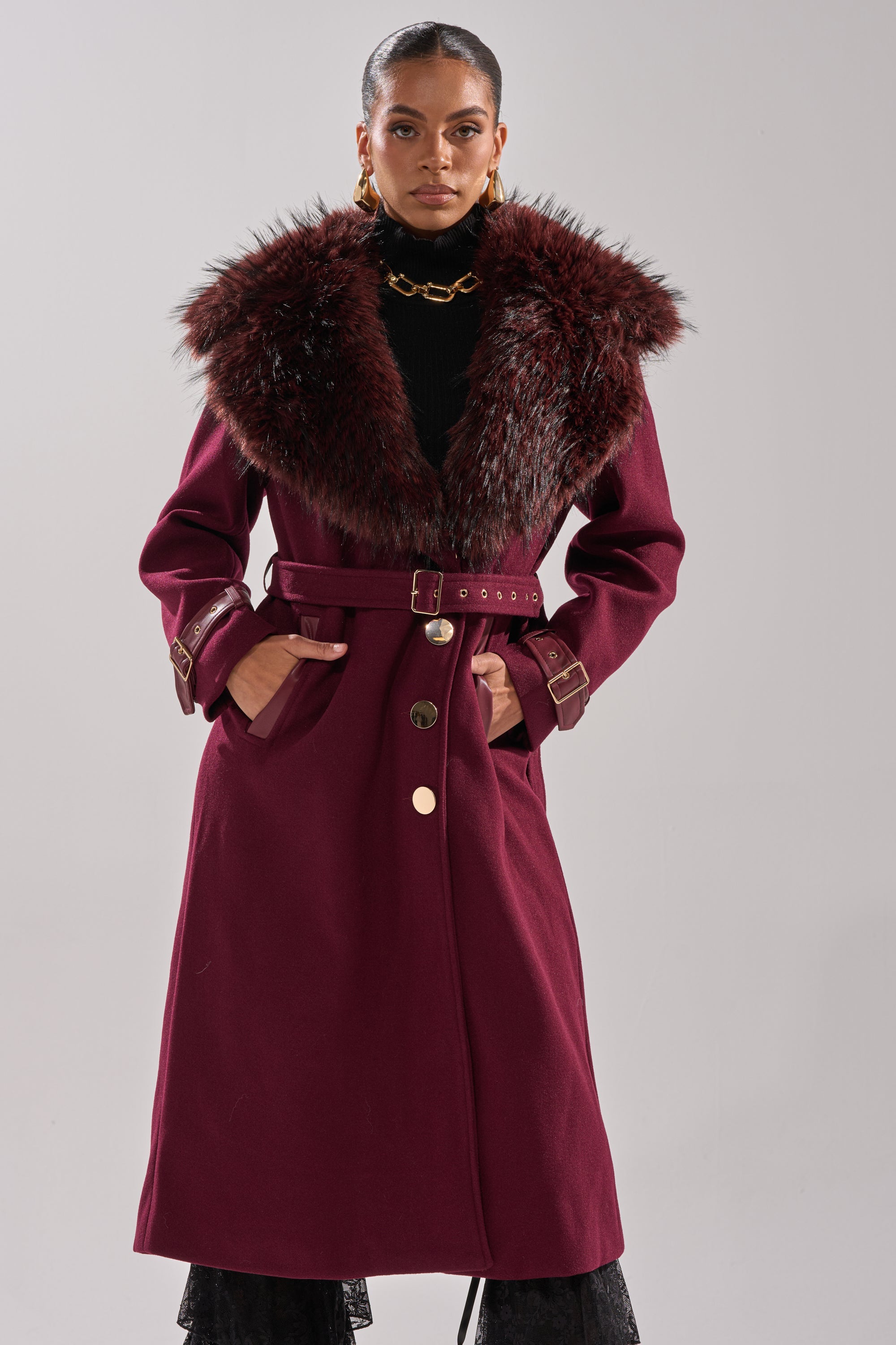 CATALINA FUR COLLAR TRENCH