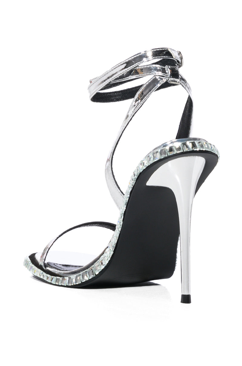 AZALEA WANG BRIK BLACK STILETTO SANDAL WITH SILVER