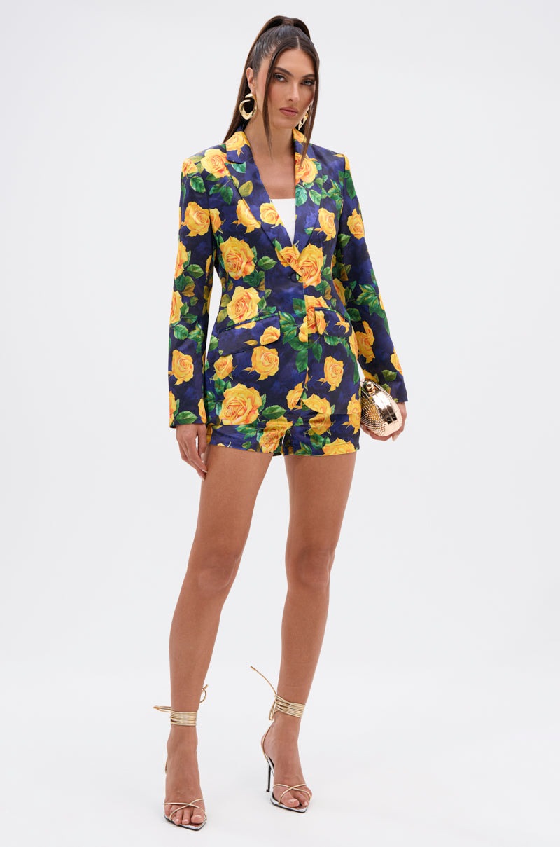 DOZEN ROSES SATIN SHORTS IN NAVY