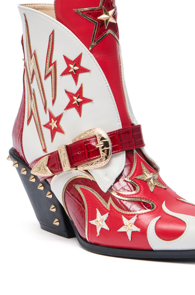 AZALEA WANG CHANNY MULTI BOOTIE GRAPHIC WESTERN WITH STUDS