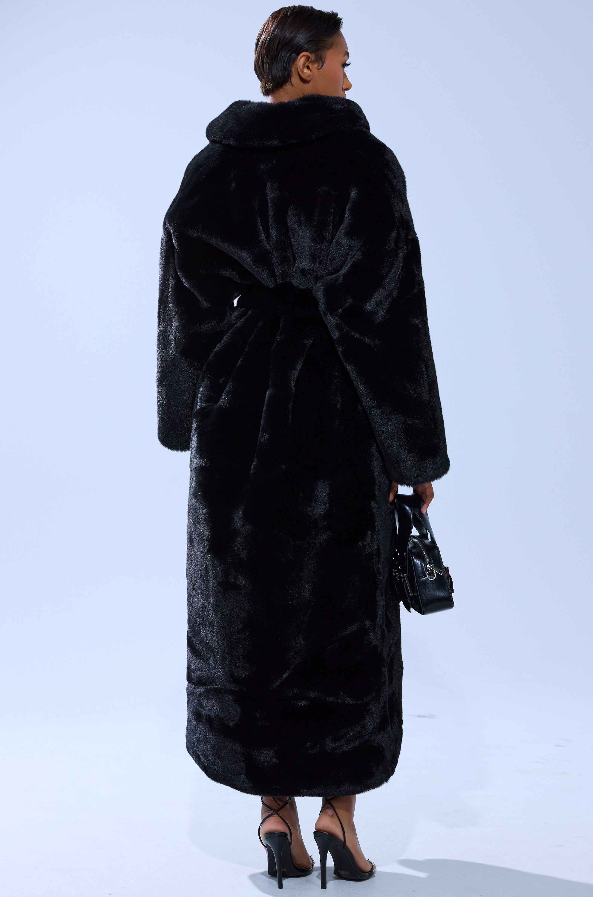 DAYANNE LONG SATIN LINING FAUX FUR TRENCH COAT