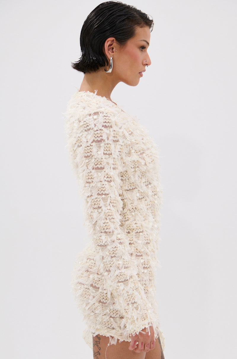 ELINA SHAGGY MESH MINI DRESS