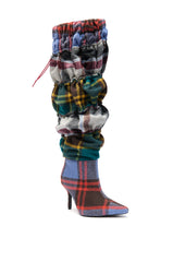 AZALEA WANG ELODIE PLAID MULTI FLANNEL STILETTO BOOT
