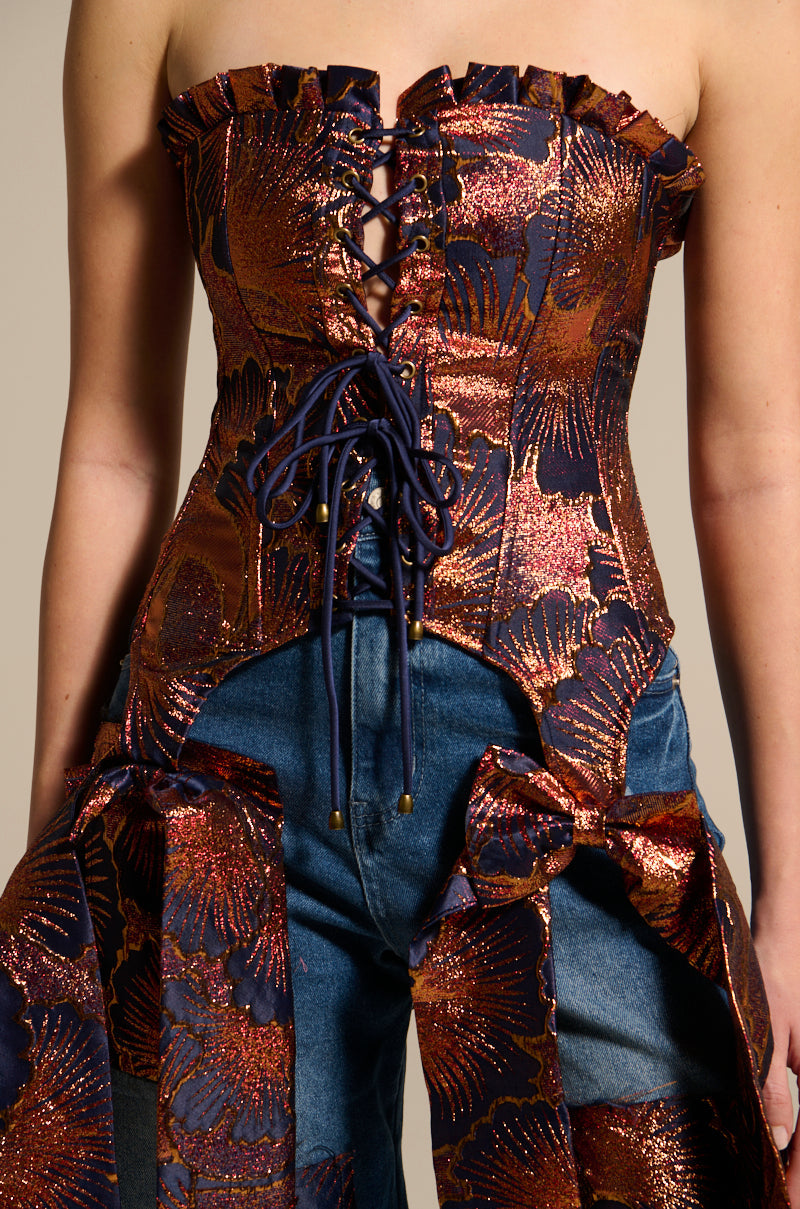 ELEGANT VIBES BROCADE CORSET TOP