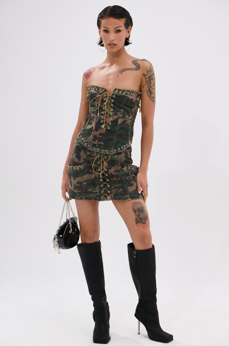 DOWN AND DIRTY CAMO CORSET