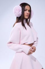 CUDDLE UP FUZZY CROPPED SWEATER IN PINK