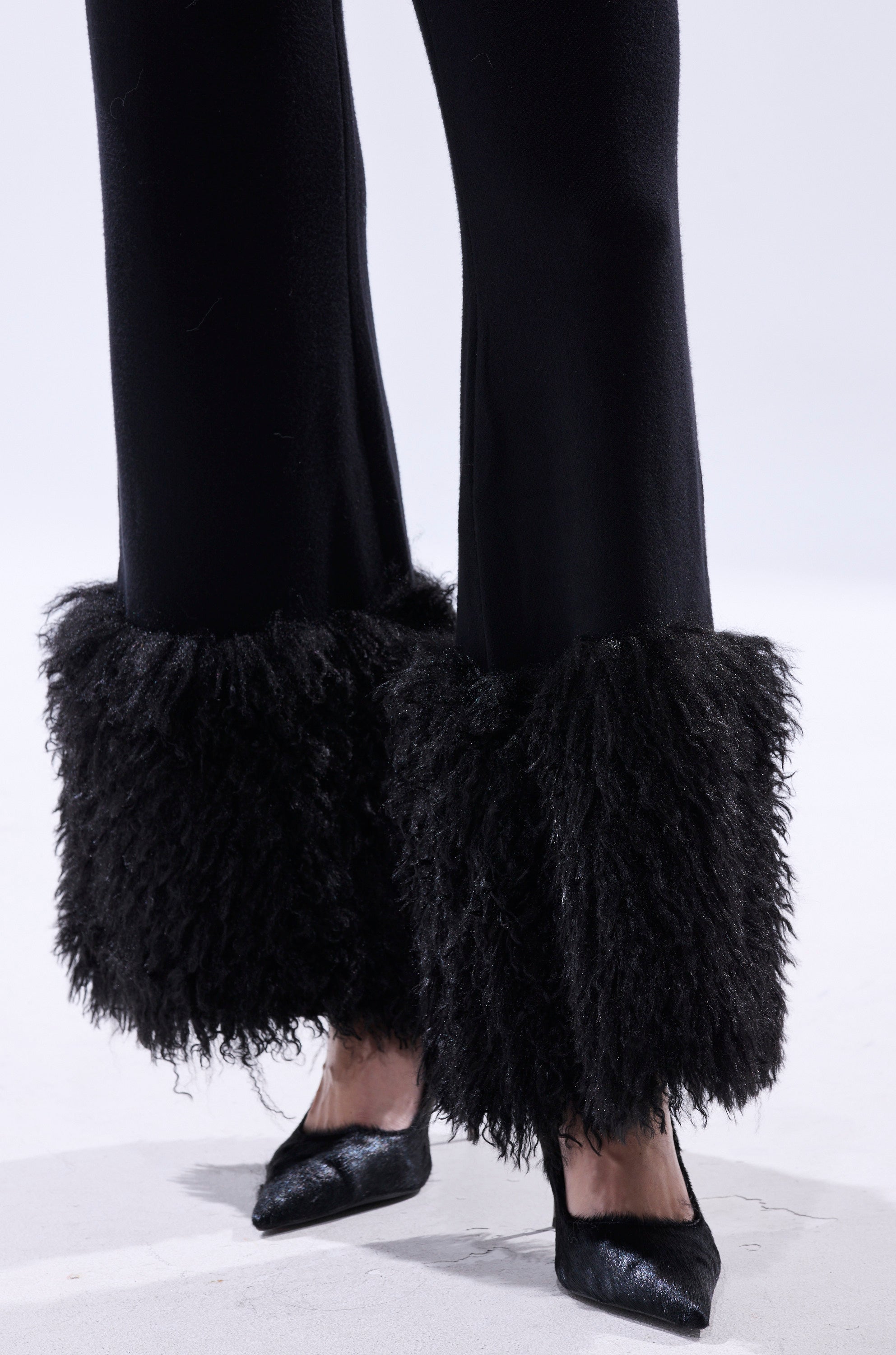 COZY VIBES SWEATER PANT WITH FUR CUFF IN BLACK