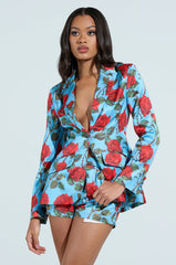 DOZEN ROSES SATIN BLAZER