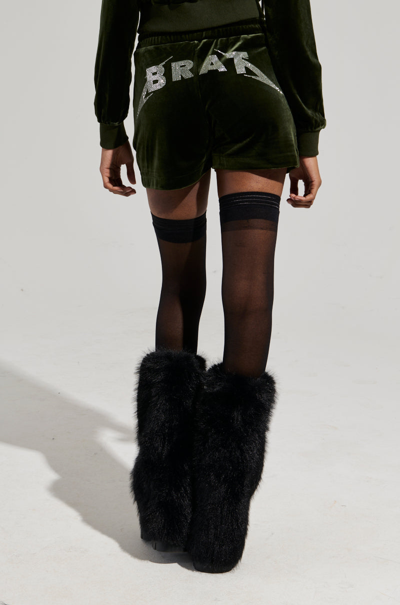 BRAT RHINESTONE VELVET SHORT