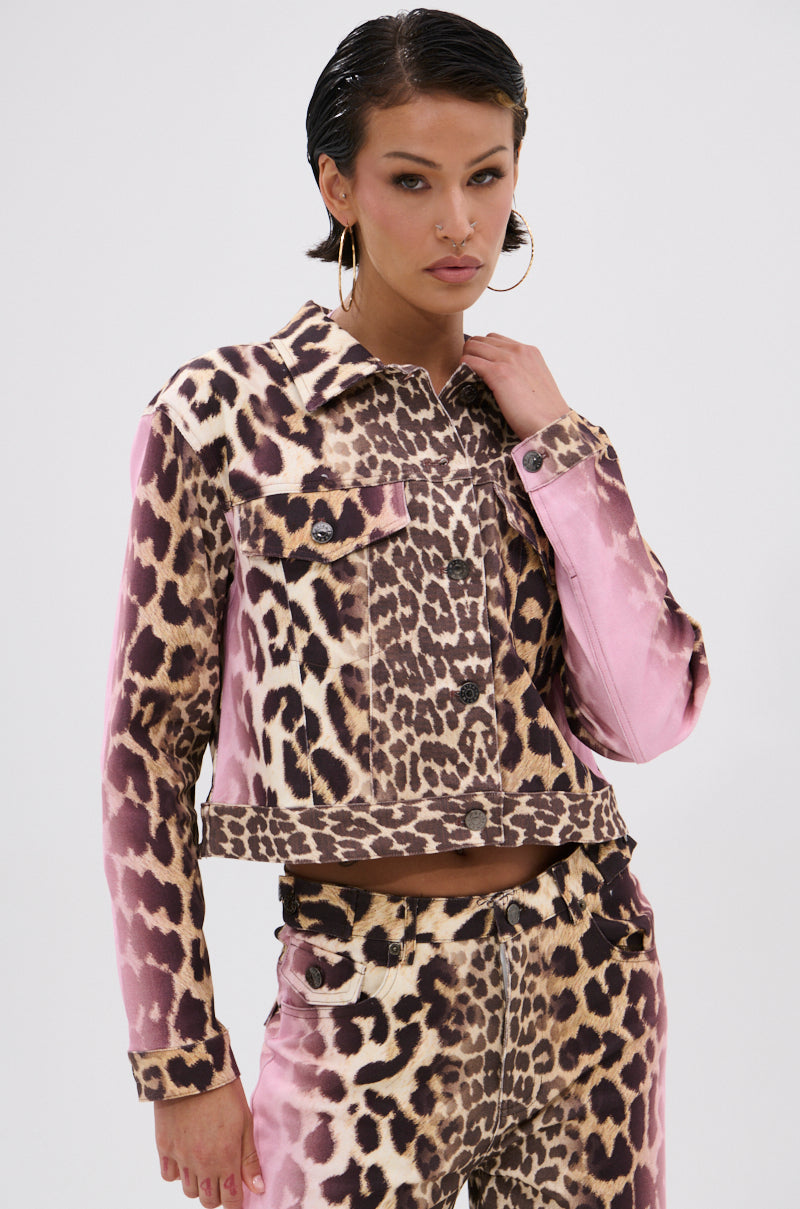 COCO LEOPARD PRINT DENIM JACKET
