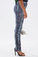 DAYS END RUCHED STACKED SNAKE SKINNY DENIM
