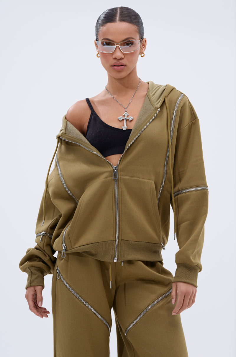 CALI MULTI ZIPPER HOODED SWEATSHIRT
