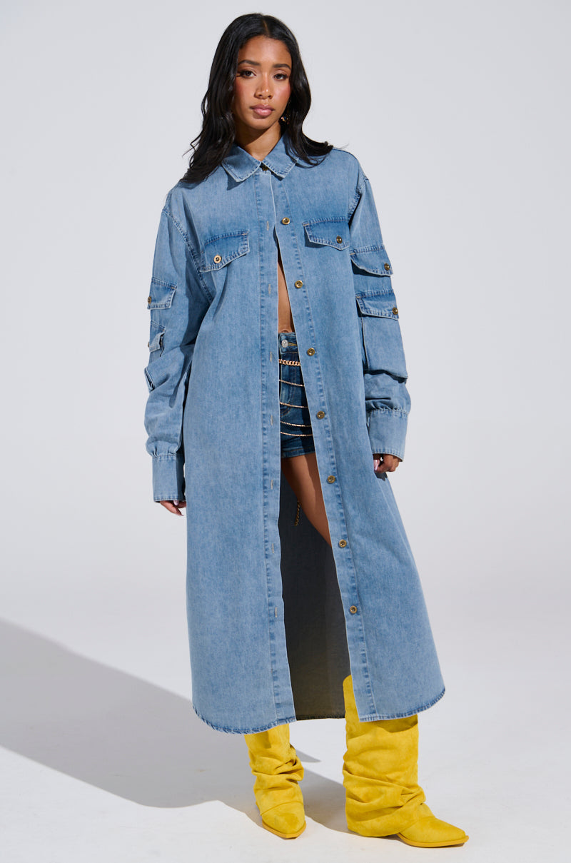 COMFORT QUEEN CHAMBRAY LONG DUSTER