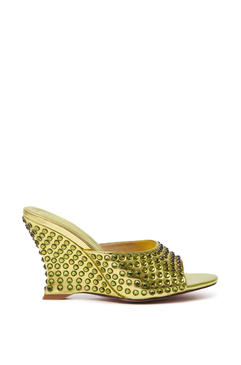 AZALEA WANG JUNIUS GOLD EMBELLISHED WEDGE SANDAL