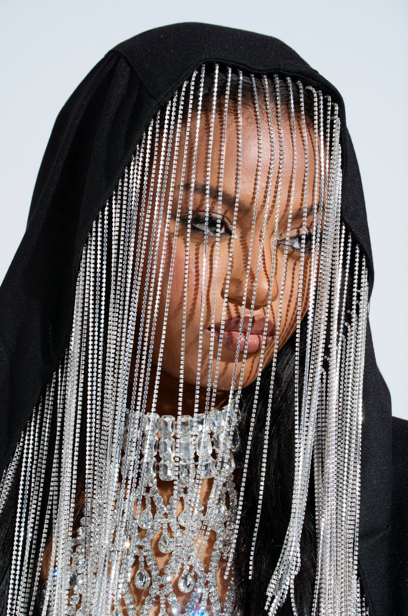 DRIPPY RHINESTONE FRINGE BLAZER