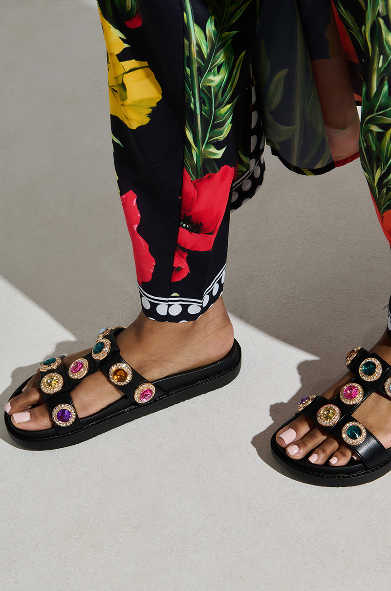 AZALEA WANG LUCIENA BLACK RHINESTONE SANDAL
