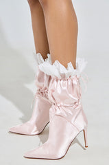 AZALEA WANG MILDRED PINK CINCHING BOOTIE