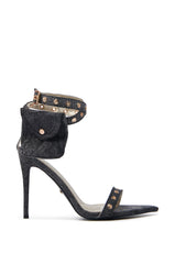 AZALEA WANG PAISLEIGH BLACK DENIM STILETTO SANDAL