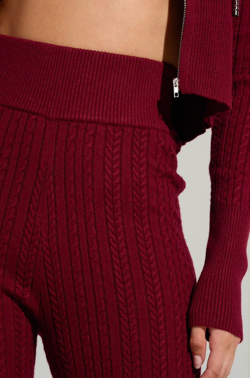 DREAM GIRL FLARE KNIT PANT IN BURGUNDY