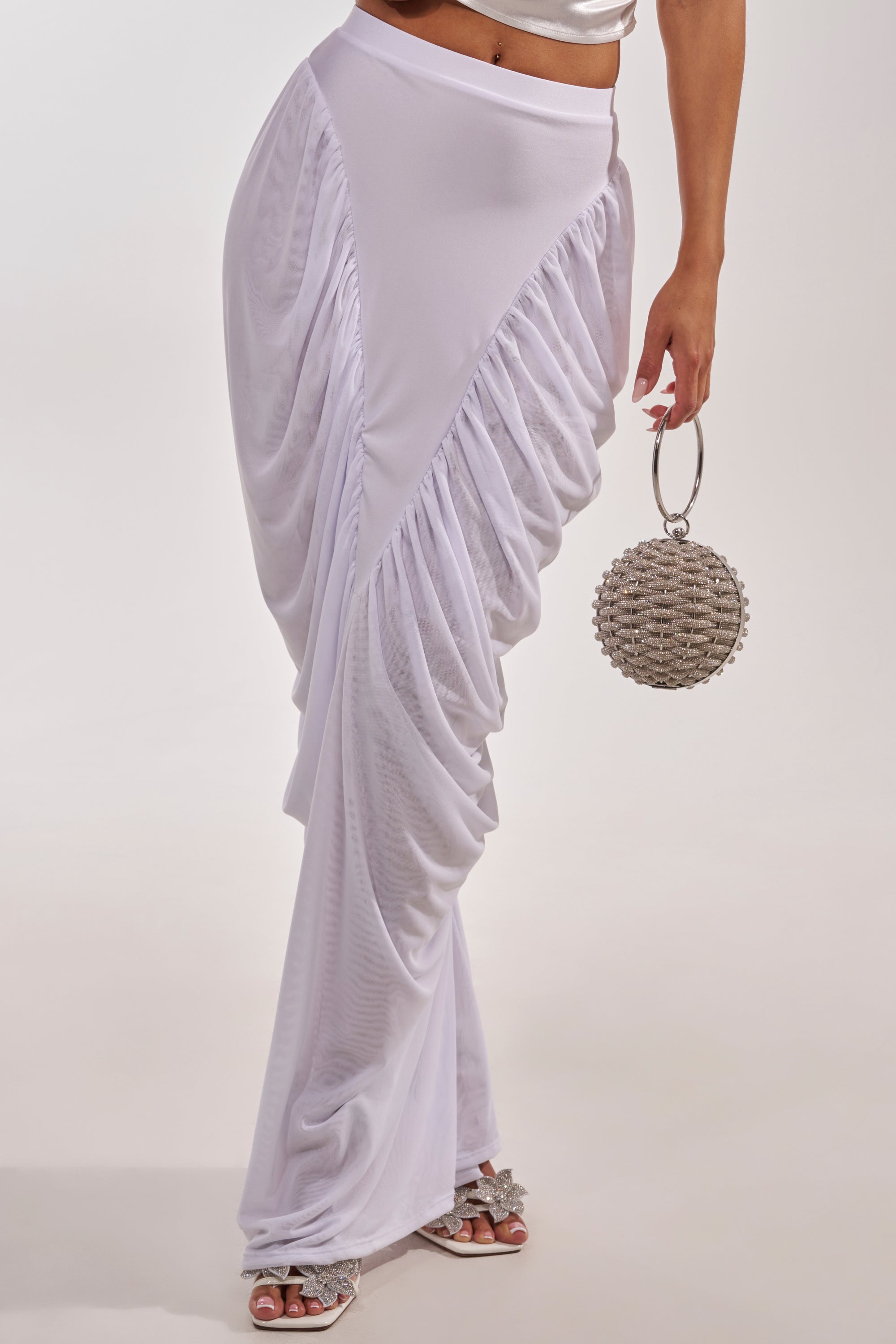 DREAMY RUCHED SKIRT IN WHITE
