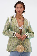 DON'T TRY ME EMBELLISHED BROCADE BLAZER