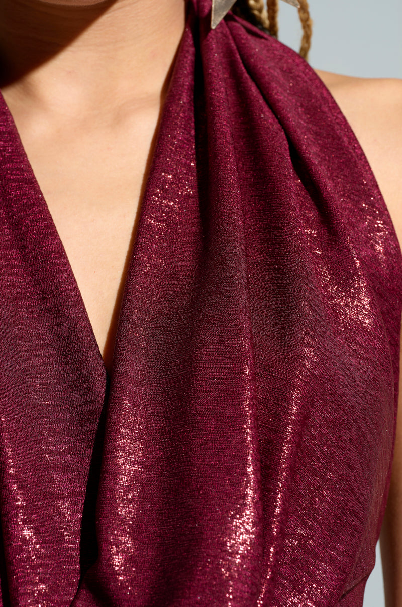 ALL OF THE GLAMOUR SLINKY HALTER NECK TOP
