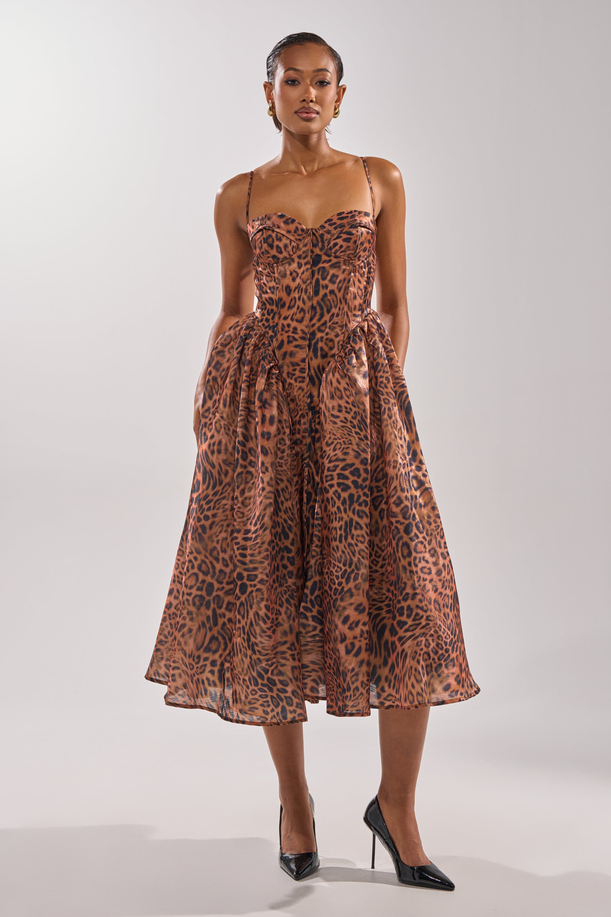 CHEETAH SISTERS MIDI DRESS
