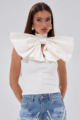 CUTIE BOW TOP IN WHITE