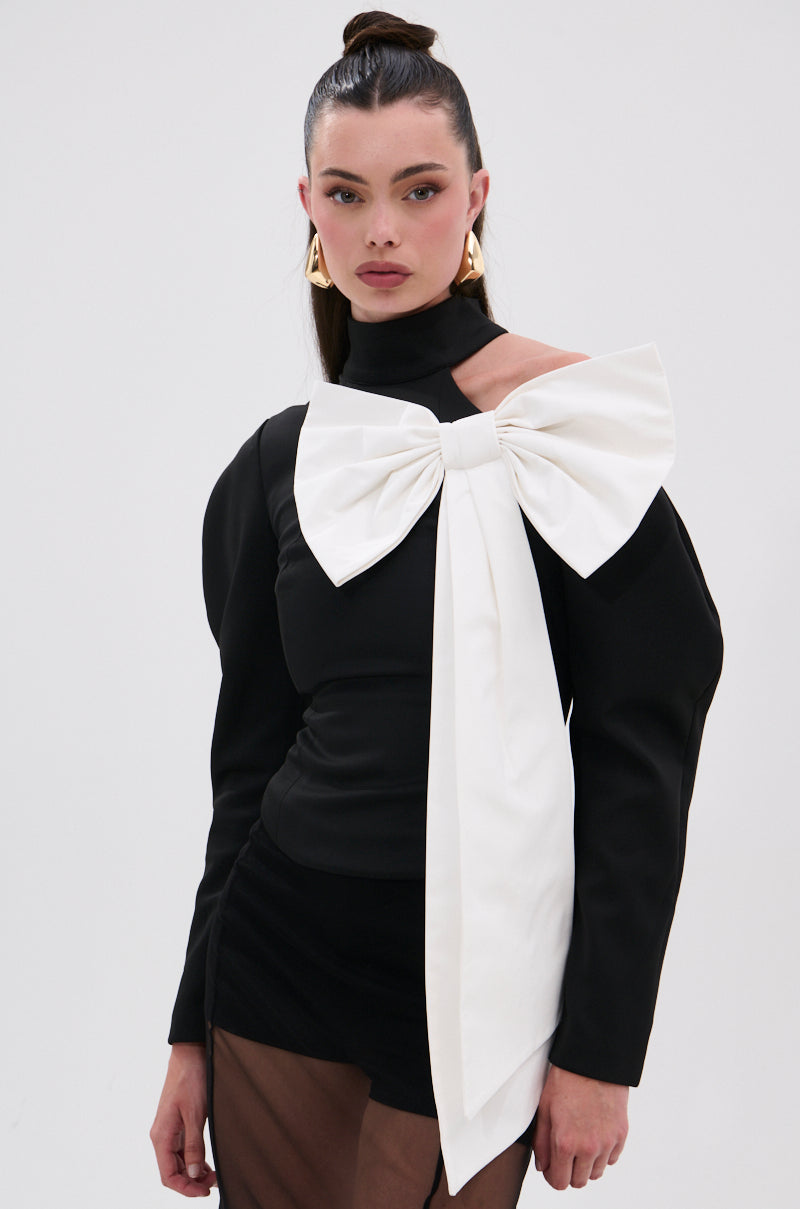 DAYANNE MOCK NECK BOW TOP