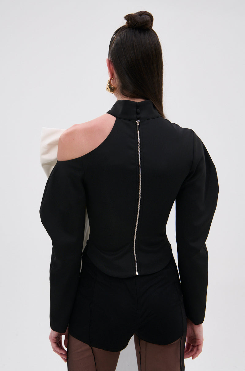 DAYANNE MOCK NECK BOW TOP